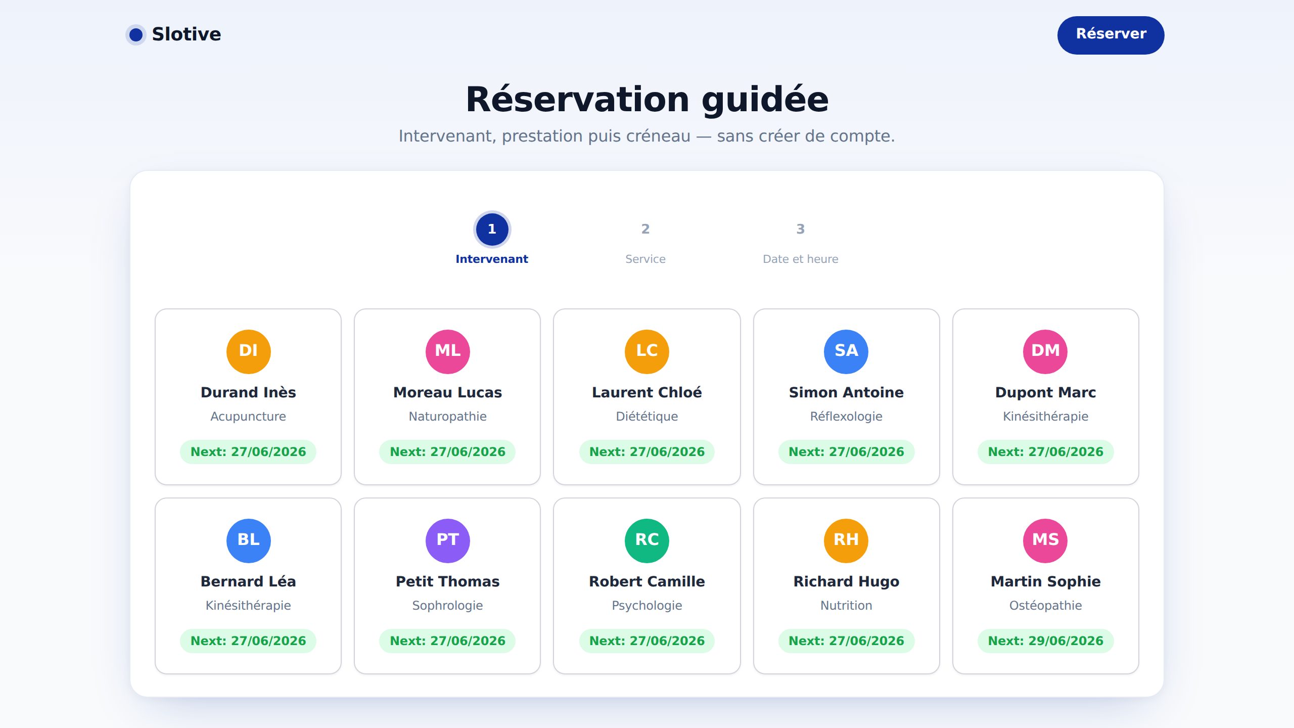 Guided booking wizard